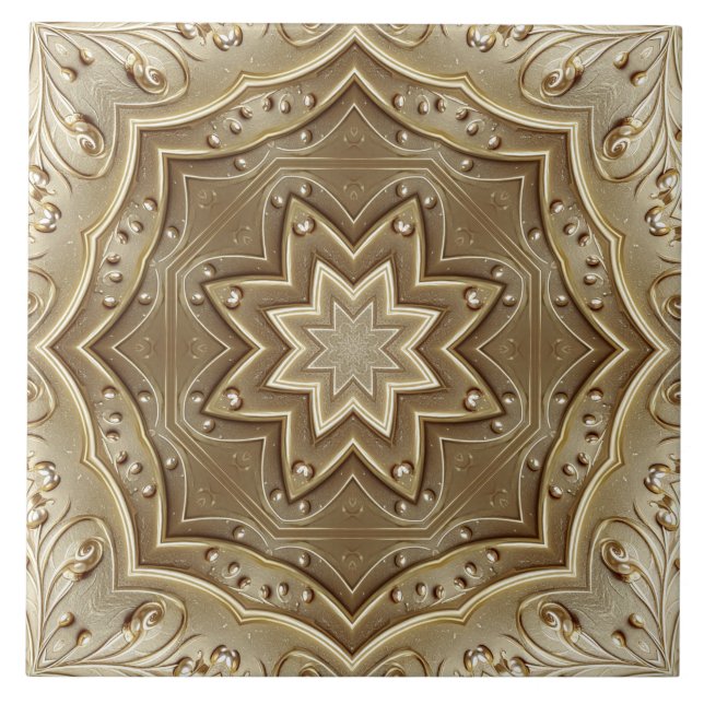 Azulejo Cerâmico Decorativo Dourado (Frente)