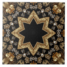 Azulejo Cerâmico Decorativo Dourado