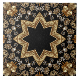 Azulejo Cerâmico Decorativo Dourado