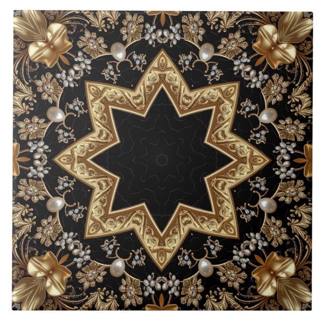Azulejo Cerâmico Decorativo Dourado (Frente)