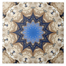 Azulejo Cerâmico Decorativo Dourado Azul