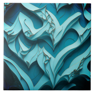 Azulejo Cerâmico Decorativo " Turquoise Waves IX"