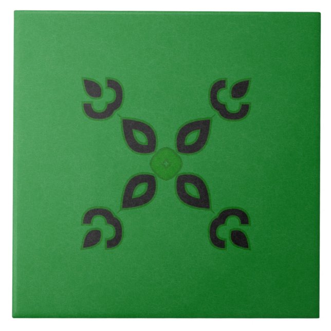 Azulejo cerâmico - Design de textura preta e verde (Frente)