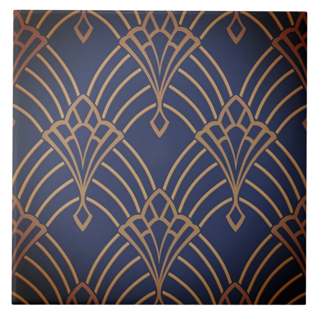 Azulejo cerâmico - Design do ventilador Art Deco D (Frente)