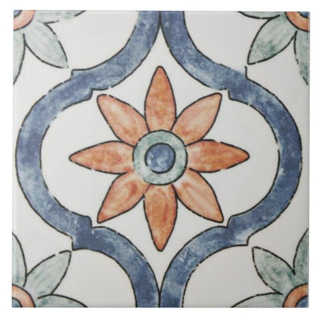 Azulejo cerâmico - Design Floral moderno (Frente)