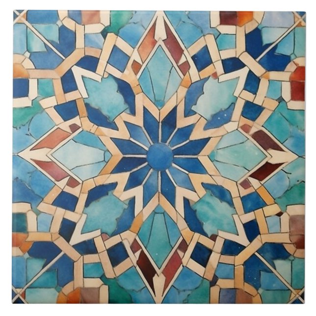 Azulejo cerâmico - Design marroquino Starburst (Frente)