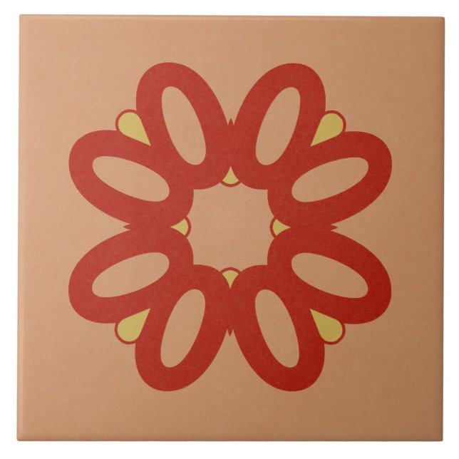 Azulejo cerâmico - Design texturizado vermelho e a (Frente)