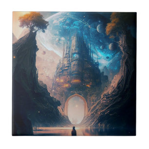 Azulejo cerâmico do Castelo da Fantasia Futurístic