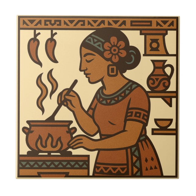Azulejo cerâmico do Decor Doméstico Aztec Mesoamer (Frente)