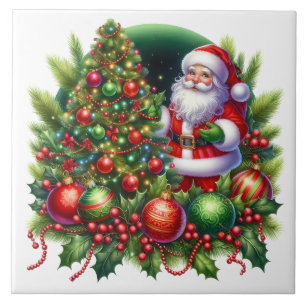 Azulejo Cerâmico do Papai Noel de Feriado