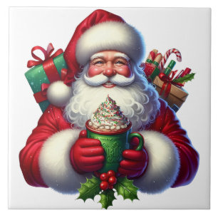 Azulejo Cerâmico do Papai Noel de Feriado