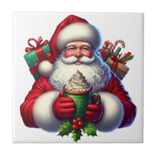 Azulejo Cerâmico do Papai Noel de Feriado