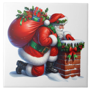 Azulejo Cerâmico do Papai Noel de Feriado