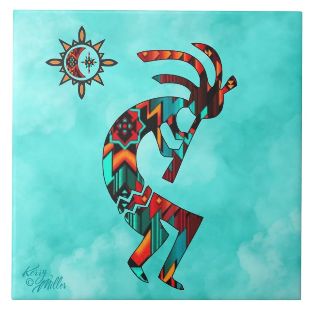 Azulejo Cerâmico do Sudoeste de Kokopelli (Frente)