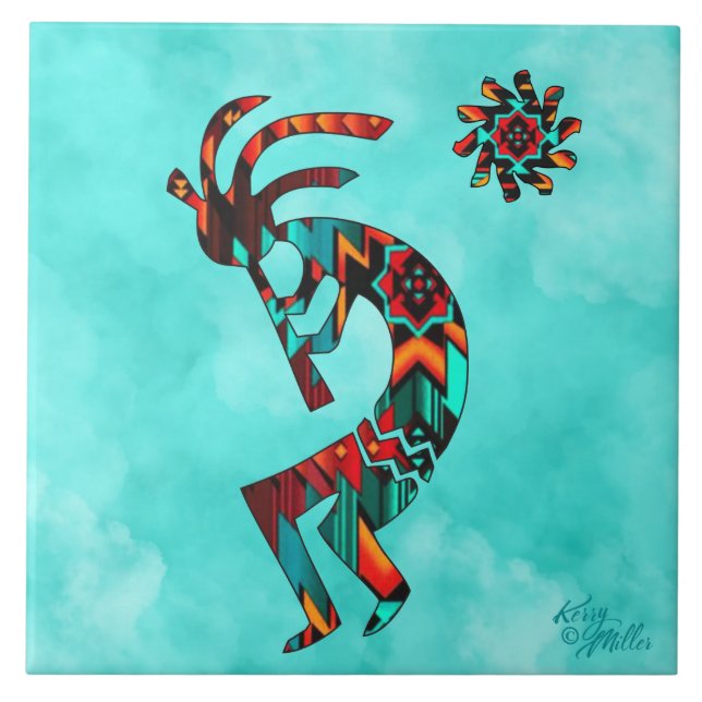 Azulejo Cerâmico do Sudoeste de Kokopelli (Frente)