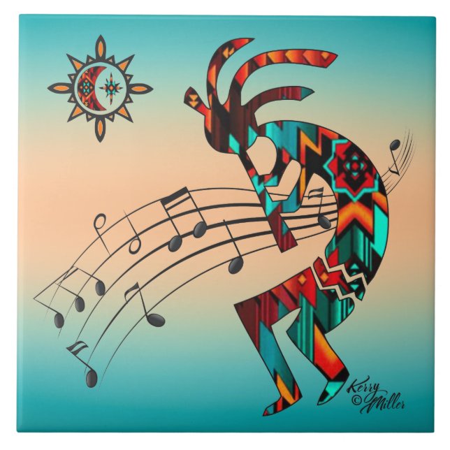 Azulejo Cerâmico do Sudoeste de Kokopelli (Frente)