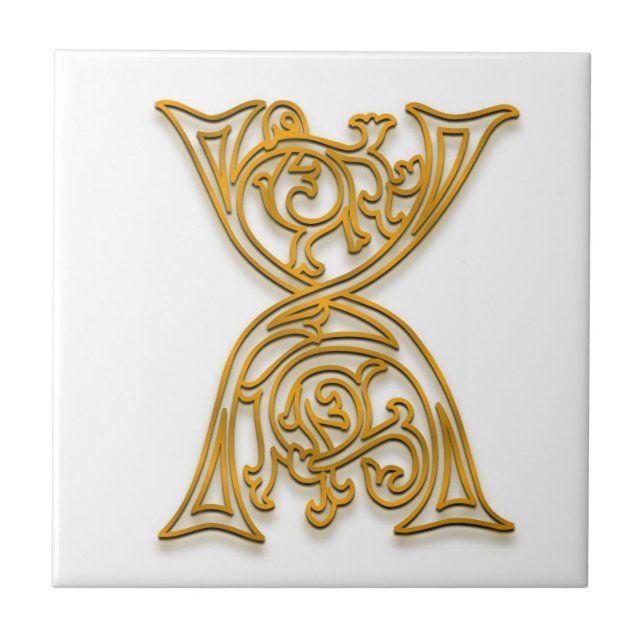 Azulejo cerâmico "Dourado irlandês" X Monograma (Frente)
