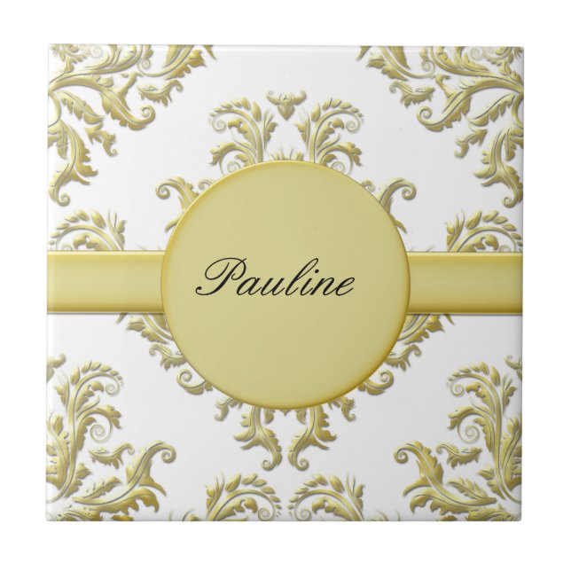 Azulejo cerâmico Dourado Monograma (Frente)