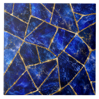 Azulejo Cerâmico Dourado Mosaico Real Safira