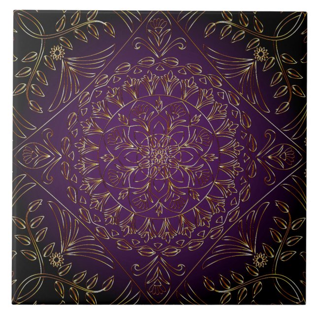 Azulejo cerâmico Dourado roxo (Frente)
