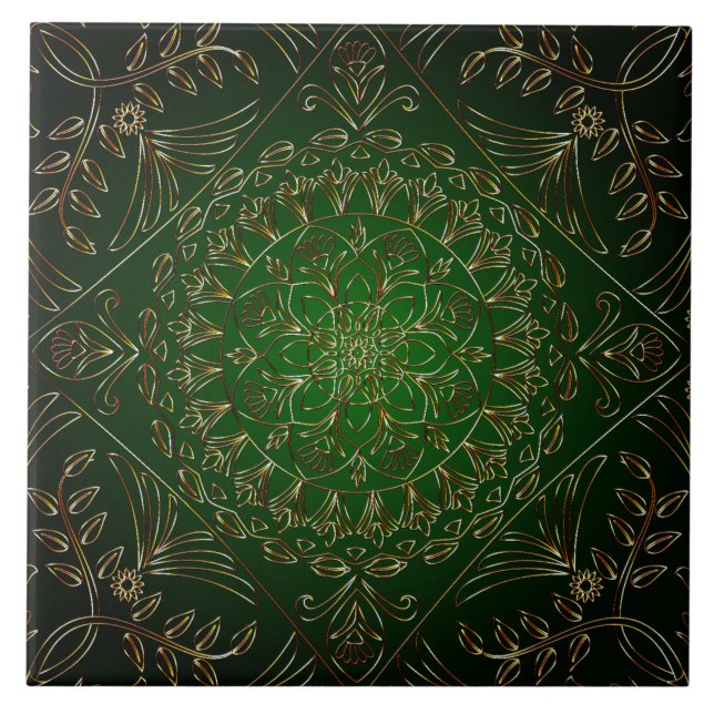 Azulejo Cerâmico Dourado Verde (Frente)
