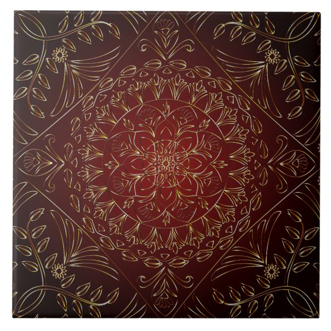 Azulejo cerâmico Dourado vermelho (Frente)