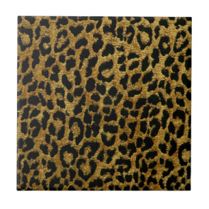 Azulejo Cerâmico Estampa Leopardo Preto Dourado Ro