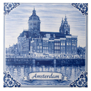 azulejo cerâmico estilo Amsterdam Delft Blue