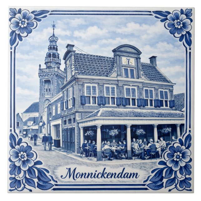 azulejo cerâmico estilo Delft Blue Monnickendam (Frente)