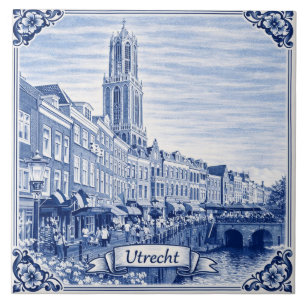 azulejo cerâmico estilo Utrecht Delft Blue