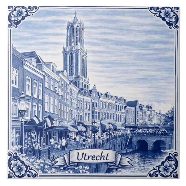 azulejo cerâmico estilo Utrecht Delft Blue (Frente)