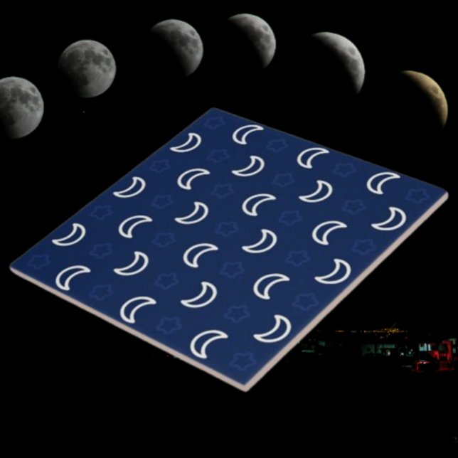 Azulejo Cerâmico Estrelas & Lua – Azul Marinho (Criador carregado)