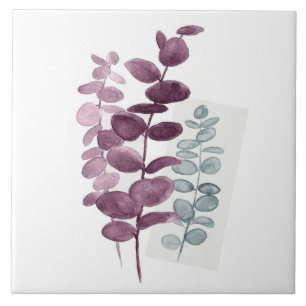 Azulejo cerâmico Eucalyptus Watercolor Indigo/Verd