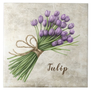 Azulejo Cerâmico Falso de Tulipa Floral Rústica