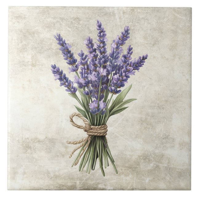 Azulejo Cerâmico Falso Floral Rústico Lavanda (Frente)