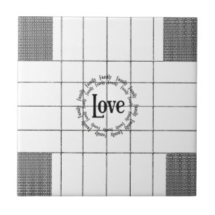 Azulejo cerâmico, família de amor branca e Xadrez