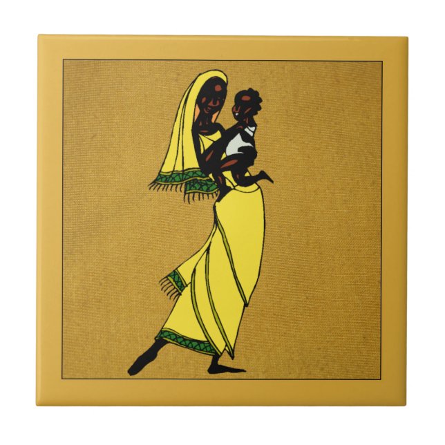 Azulejo cerâmico feminino de África (Frente)