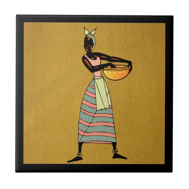 Azulejo cerâmico feminino de África (Frente)