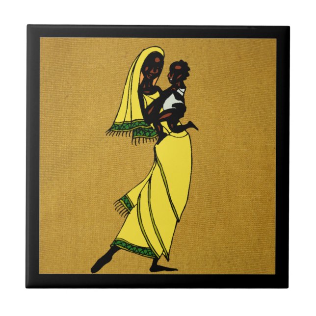 Azulejo cerâmico feminino de África (Frente)