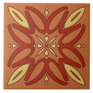 Azulejo cerâmico - Flor Amarelo e Vermelho Caleido