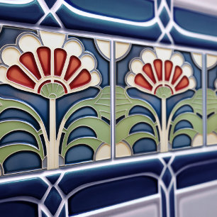 Azulejo Cerâmico Floral Art Nouveau Bloom
