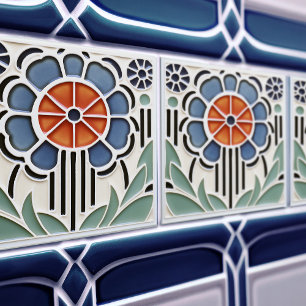 Azulejo Cerâmico Floral Art Nouveau Bloom