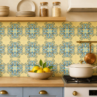 Azulejo Cerâmico Floral Art Nouveau em Creme Mante