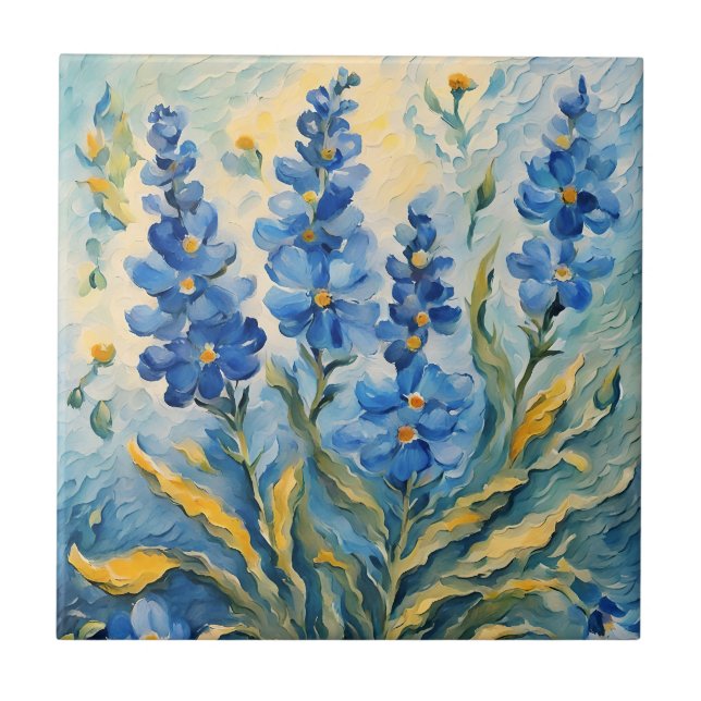 Azulejo Cerâmico Floral Azul (Frente)