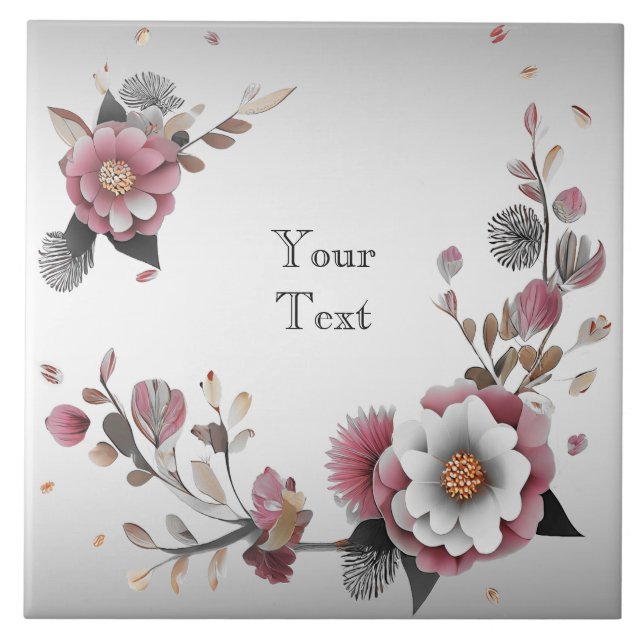 Azulejo Cerâmico Floral Branco Rosa (Frente)