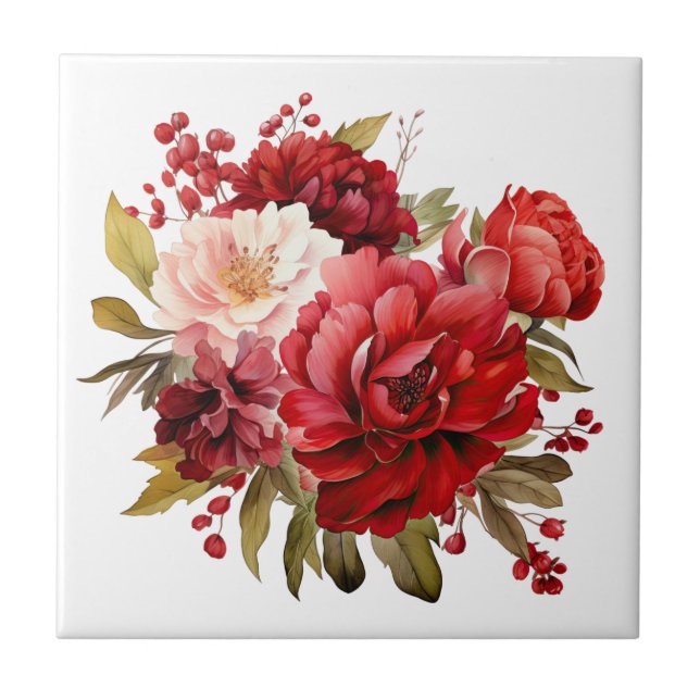 Azulejo Cerâmico Floral de Feriado (Frente)