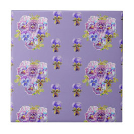 Azulejo Cerâmico floral de violetas Violeta Pensat