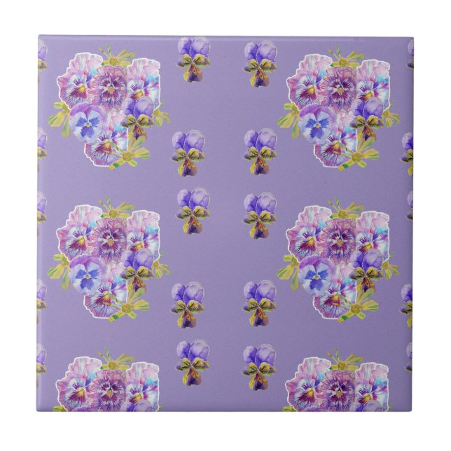 Azulejo Cerâmico floral de violetas Violeta Pensat (Frente)