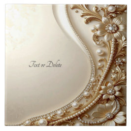 Azulejo Cerâmico Floral Dourado Elegante Ornamenta