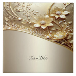 Azulejo Cerâmico Floral Dourado Ornate Moderno